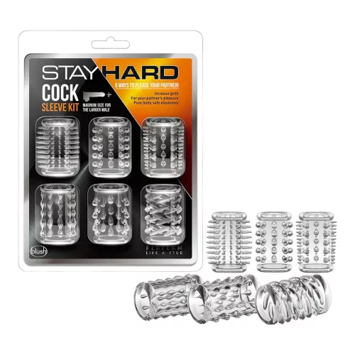 Stay Hard péniszmandzsetta szett, szilikon, rugalmas, átlátszó (6 db)
