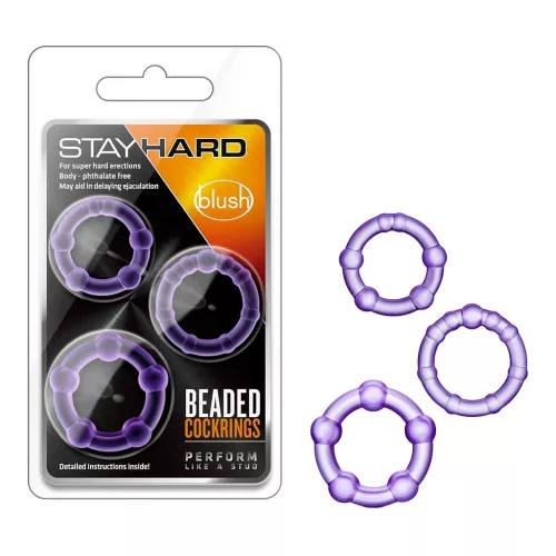 Stay Hard péniszgyűrű szett, 3 méretben, 3,1 - 3,8 cm, rugalmas, lila