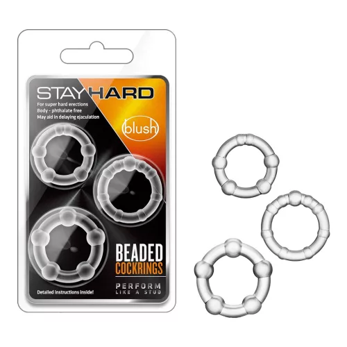 Stay Hard péniszgyűrű szett, 3 méretben, 3,1 - 3,8 cm, rugalmas, átlátszó