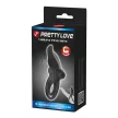 Pretty Love vibrátoros pénisz- és heregyűrű, fekete, szilikon, csiklóizgatós
