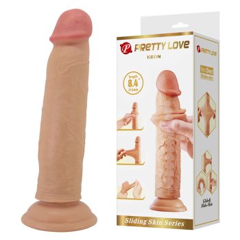   Pretty Love Keon élethű dildó húzogatható bőrrel (21,4 cm)
