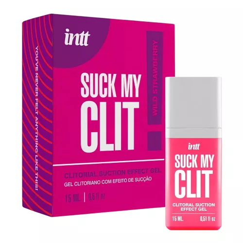 INTT Suck My Clit csiklóizgató gél, szívó, vibráló hatás - eper (15 ml)
