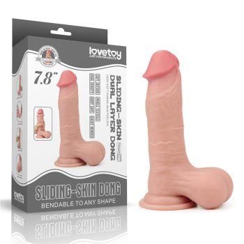 Lovetoy Sliding Skin kétrétegű dildó (19,5 cm, natúr)