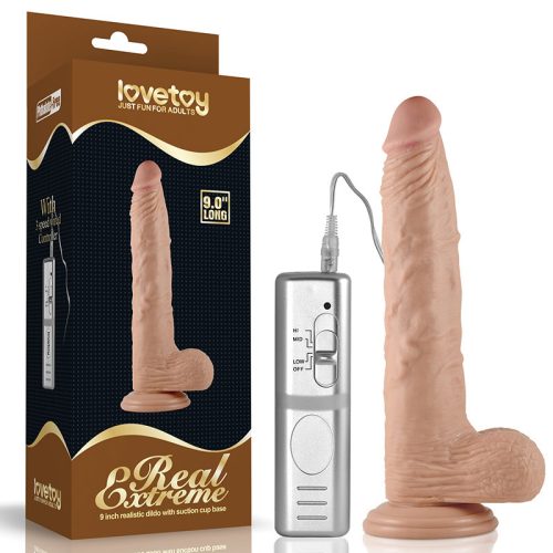 Lovetoy Real Extreme tapadókorongos dildó vibrációval (23 cm)