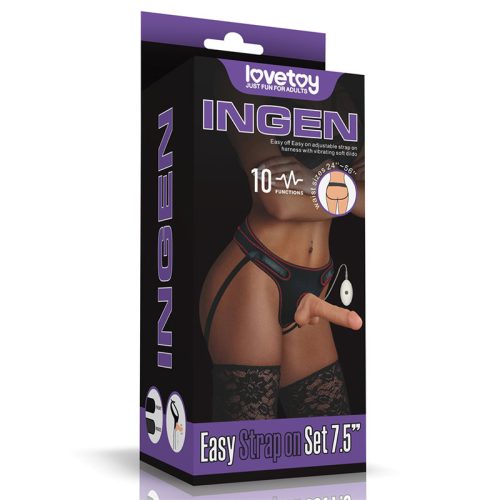 Lovetoy hámos felcsatolható vibrátor herékkel (18 cm)
