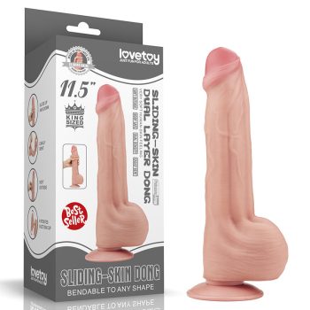   Lovetoy Sliding Skin kétrétegű tapadótalpas dildó (29 cm, natúr)