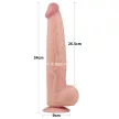Lovetoy Sliding Skin tapadókorongos kétrétegű dildó (34 cm, natúr)