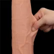 Lovetoy Sliding Skin tapadókorongos kétrétegű dildó (34 cm, natúr)
