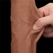 Lovetoy Sliding Skin kétrétegű tapadótalpas dildó (29 cm, barna)