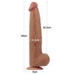 Lovetoy Sliding Skin tapadókorongos kétrétegű dildó (34 cm, barna)