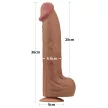 Lovetoy Sliding Skin nagy méretű élethű dildó (36 cm, barna)