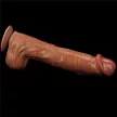 Lovetoy Sliding Skin nagy méretű élethű dildó (36 cm, barna)