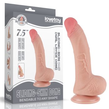 Lovetoy Sliding Skin húzogatható dildó (19,5 cm, natúr)