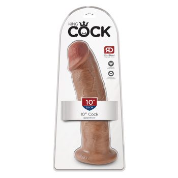 King Cock tapadókorongos élethű dildó (25 cm, barna)