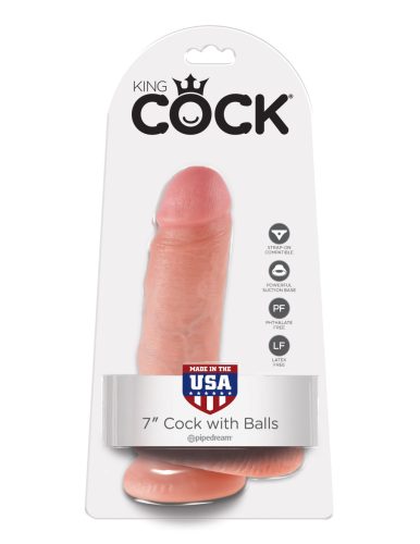 Pipedream King Cock dildó herékkel (19 cm, natúr)