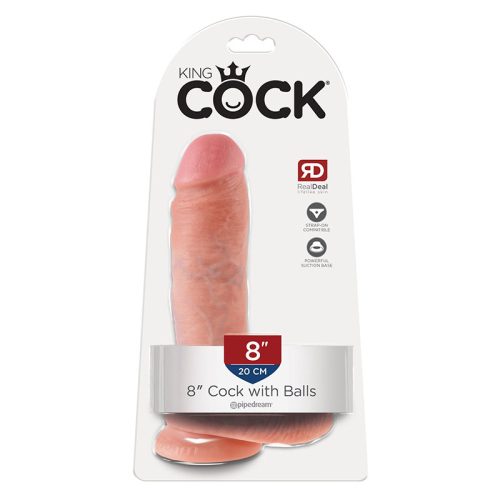 King Cock élethű dildó herékkel (20 cm, natúr)