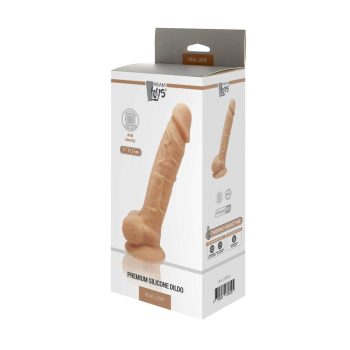 Real Love Dream Toys prémium szilikon dildó herékkel (17,7 cm)