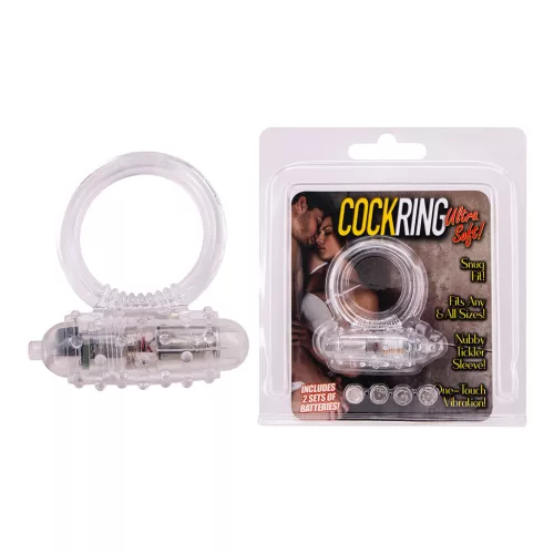 Cockring csiklóizgatós, szilikon péniszgyűrű vibrációval (áttetsző)