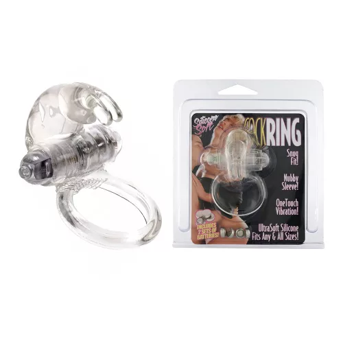 Rabbit vibrációs péniszgyűrű nyuszis csiklóizgatóval (áttetsző)